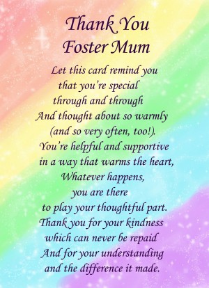 Thank You 'Foster Mum' Poem Verse Greeting Card