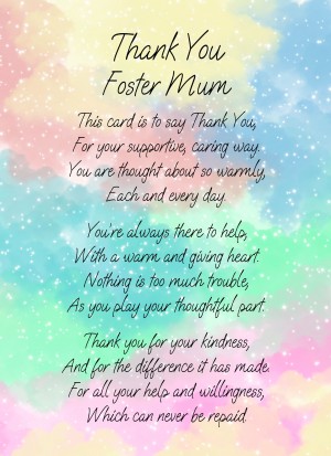 Thank You Poem Verse Card For Foster Mum