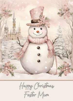 Snowman Art Christmas Card For Foster Mum (Design 2)