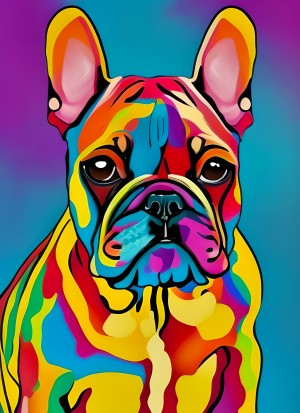 French Bulldog Dog Colourful Abstract Art Blank Greeting Card