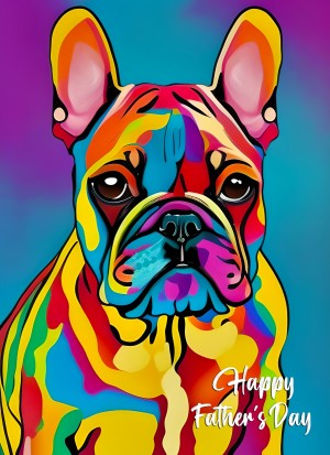 French Bulldog Dog Colourful Abstract Art Fathers Day Card