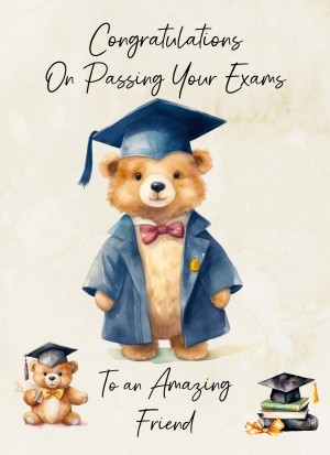 Graduation Passing Exams Congratulations Card For Friend (Design 2)