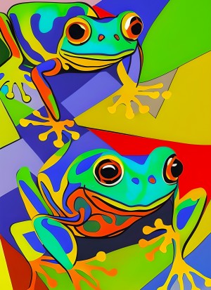 Frog Animal Colourful Abstract Art Blank Greeting Card