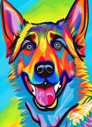 German Shepherd Dog Colourful Abstract Art Blank Greeting Card