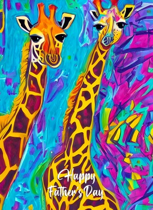 Giraffe Animal Colourful Abstract Art Fathers Day Card