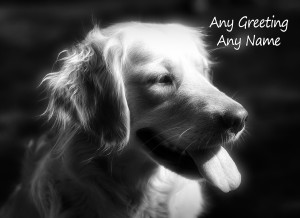Personalised Golden Retriever Black and White Art Greeting Card (Birthday, Christmas, Any Occasion)