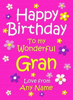 Personalised Gran Birthday Card (Cerise)