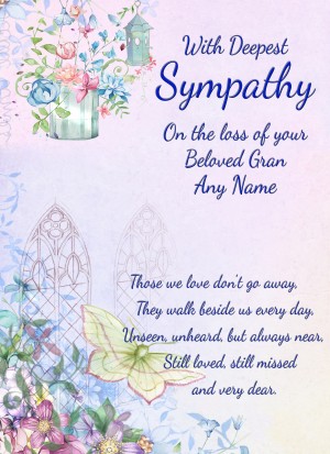 Personalised Sympathy Bereavement Card (Deepest Sympathy, Beloved Gran)