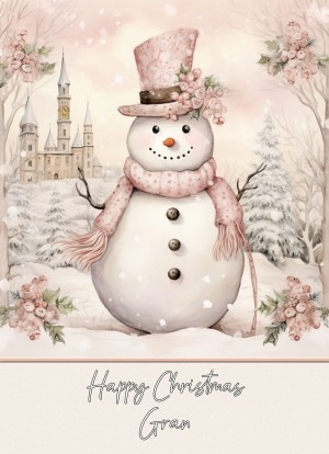 Snowman Art Christmas Card For Gran (Design 2)