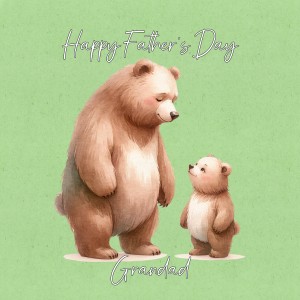 Father and Child Bear Art Square Fathers Day Card For Grandad (Design 2)
