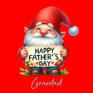 Gnome Funny Art Square Fathers Day Card For Grandad (Design 2)