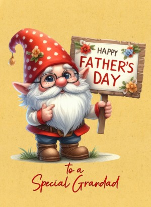 Gnome Funny Art Fathers Day Card For Grandad (Design 1)