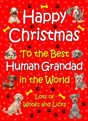 From The Dog  Christmas Card (Red, Human Grandad, Happy Christmas)
