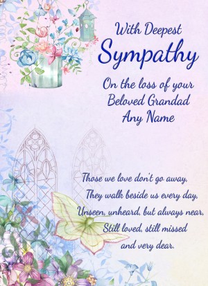 Personalised Sympathy Bereavement Card (Deepest Sympathy, Beloved Grandad)