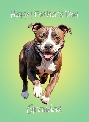 Staffordshire Bull Terrier Dog Fathers Day Card For Grandad