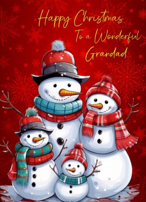 Christmas Card For Grandad (Snowman, Design 10)