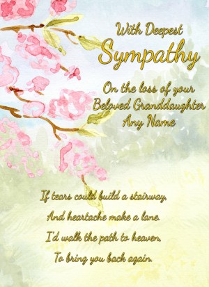 Personalised Sympathy Bereavement Card (With Deepest Sympathy, Beloved Granddaughter)