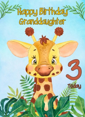 3rd Birthday Card for Granddaughter (Giraffe)