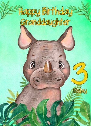 3rd Birthday Card for Granddaughter (Rhino)