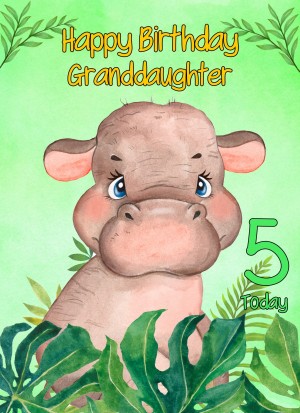 5th Birthday Card for Granddaughter (Hippo)