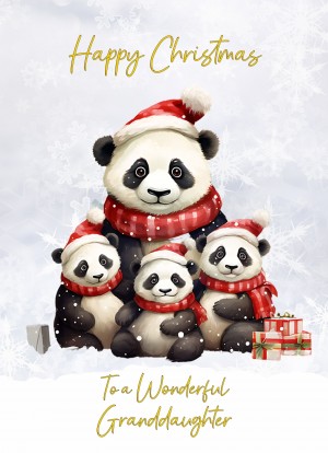 Christmas Card For Granddaughter (Panda Bear Family Art)
