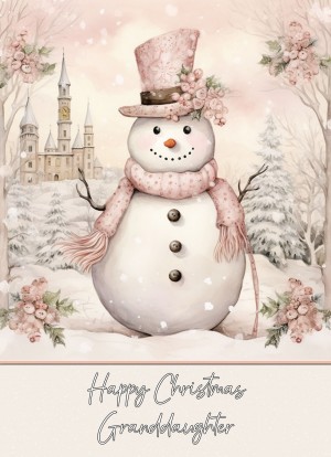 Snowman Art Christmas Card For Granddaughter (Design 2)