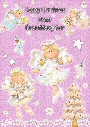 Angel Granddaughter Christmas Card 'Happy Christmas'