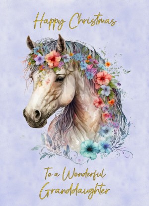 Horse Art Christmas Card For Granddaughter (Design 3)