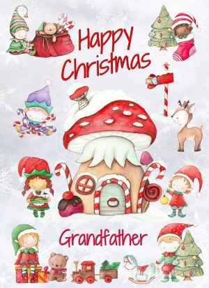 Christmas Card For Grandfather (Elf, White)