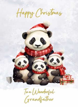 Christmas Card For Grandfather (Panda Bear Family Art)