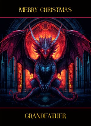 Gothic Fantasy Dragon Christmas Card For Grandfather (Design 3)