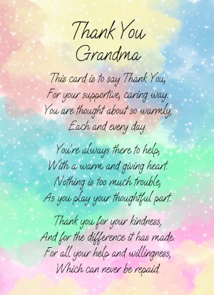 Thank You Poem Verse Card For Grandma
