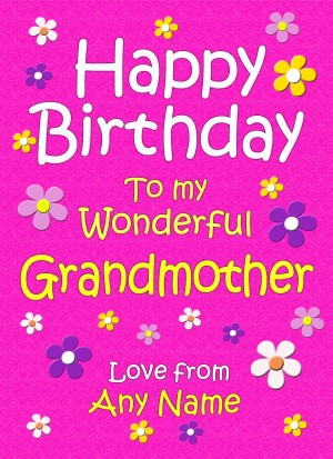 Personalised Grandmother Birthday Card (Cerise)