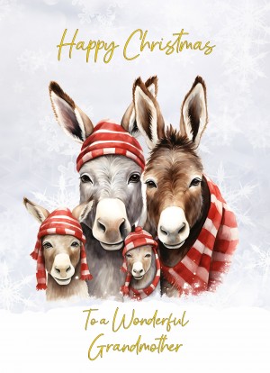 Christmas Card For Grandmother (Donkey Family Art)