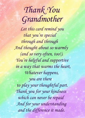 Thank You 'Grandmother' Poem Verse Greeting Card