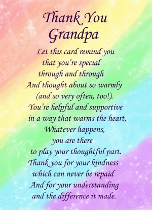 Thank You 'Grandpa' Poem Verse Greeting Card
