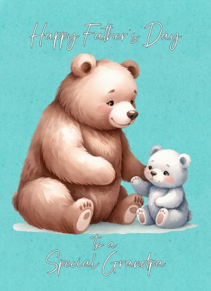 Father and Child Bear Art Fathers Day Card For Grandpa (Design 1)