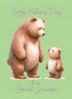 Father and Child Bear Art Fathers Day Card For Grandpa (Design 2)