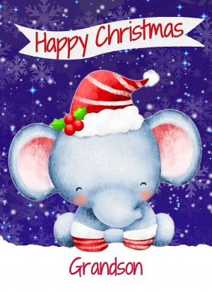 Christmas Card For Grandson (Happy Christmas, Elephant)