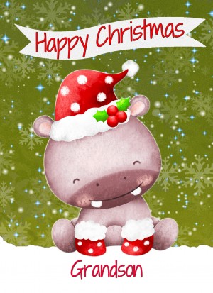 Christmas Card For Grandson (Happy Christmas, Hippo)