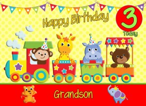 3rd Birthday Card for Grandson (Train Yellow)
