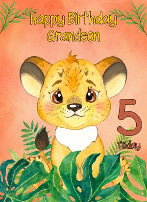 5th Birthday Card for Grandson (Lion)