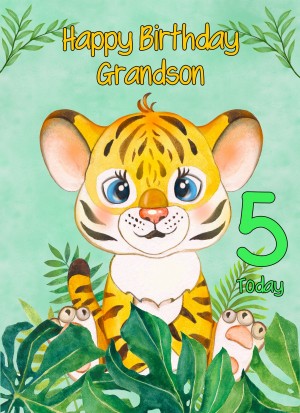 5th Birthday Card for Grandson (Tiger)