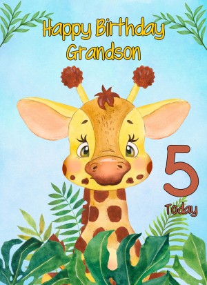 5th Birthday Card for Grandson (Giraffe)