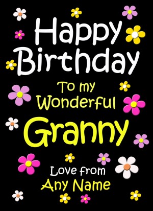 Personalised Granny Birthday Card (Black)