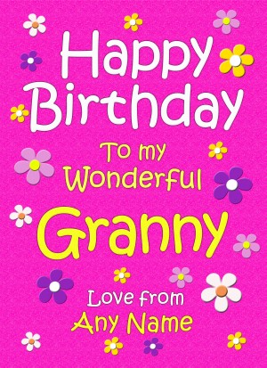 Personalised Granny Birthday Card (Cerise)