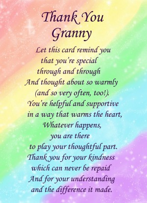 Thank You 'Granny' Poem Verse Greeting Card