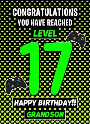 17th Level Gamer Birthday Card (Grandson)