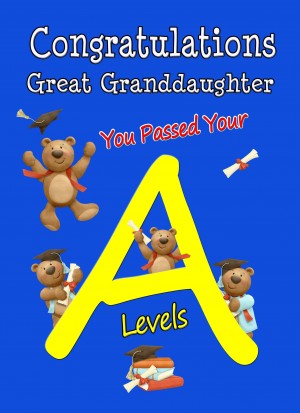 Congratulations A Levels Passing Exams Card For Great Granddaughter (Design 3)