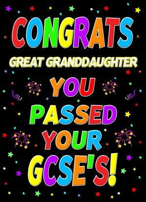 Congratulations GCSE Passing Exams Card For Great Granddaughter (Design 1)